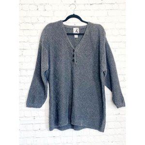 JK America Oversized Knitted Cotton Blend Sweater Size XLARGE Dark Grey Chunky